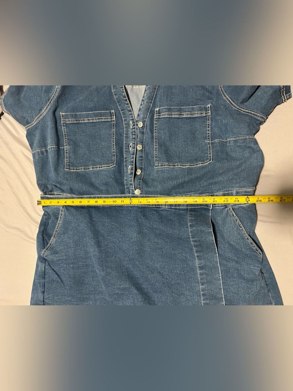 NWT-Ava & Viv Blue Denim Button-Front Short Sleeve Romper- size 3xl - Picture 5 of 9